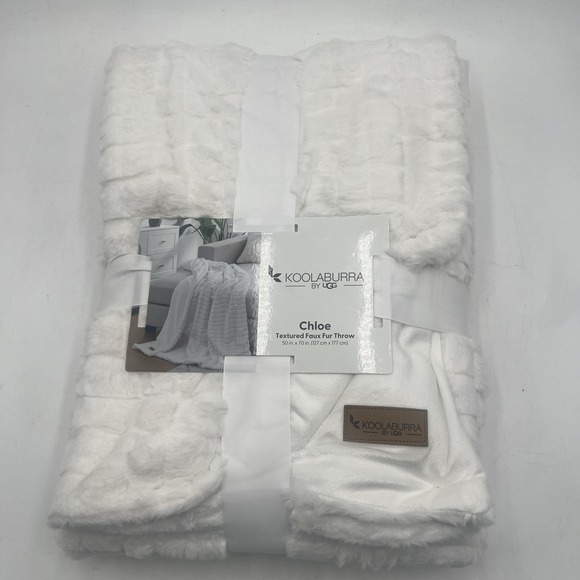 Koolaburra By Ugg Chloe Faux Fur Throw Blanket 50" x 70" KB White - Picture 1 of 5